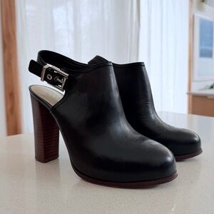 Vince Camuto Black Leather Slingback Platform Clogs